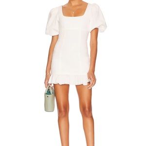 White puff sleeve mini dress